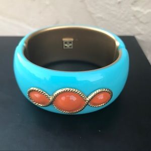 Turquoise & Orange Magnetic Clasp Fashion Bangle